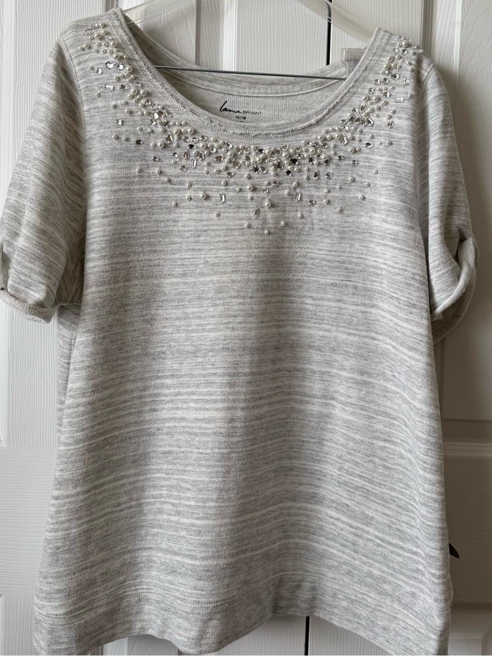 Lane Bryant rolled sleeve embellished Top